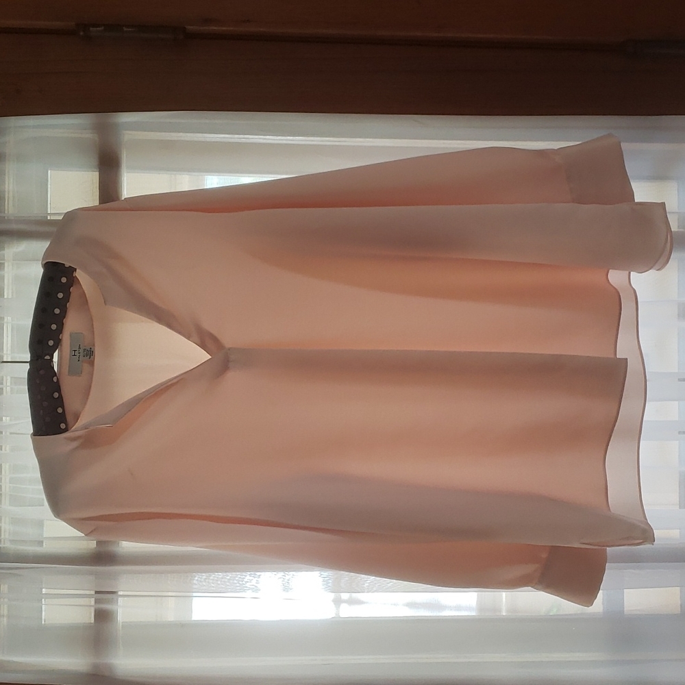 HALSTON PALE PINK LONG SLEEVE TUNIC TOP